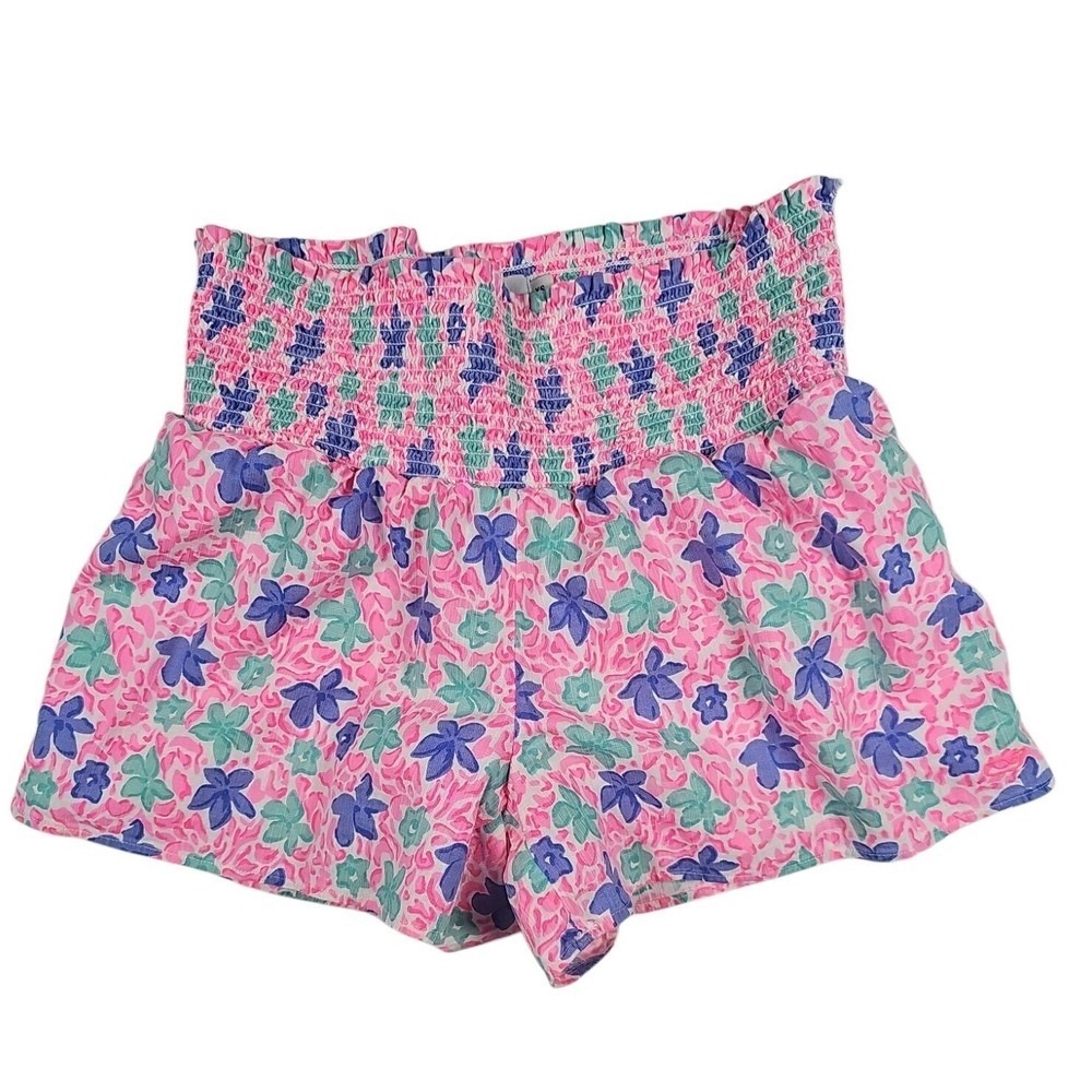 Vineyard Vines Neon Smocked Waist Floral Shorts Casual Comfy‎ Cute XS